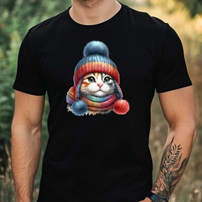 Mens Animals Knitted Hat Print Cotton T-Shirt Size XS to 5XL