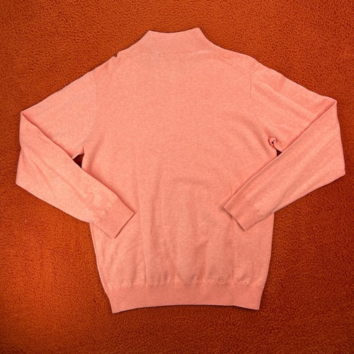 PETER MILLAR Men MEDIUM Crest Quarter Zip Pullover Peach Orange Cotton Silk $185 - Picture 8 of 8