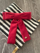 Lele Sadoughi Red Velvet Bow Barrette with Gold Tone Accent for Women