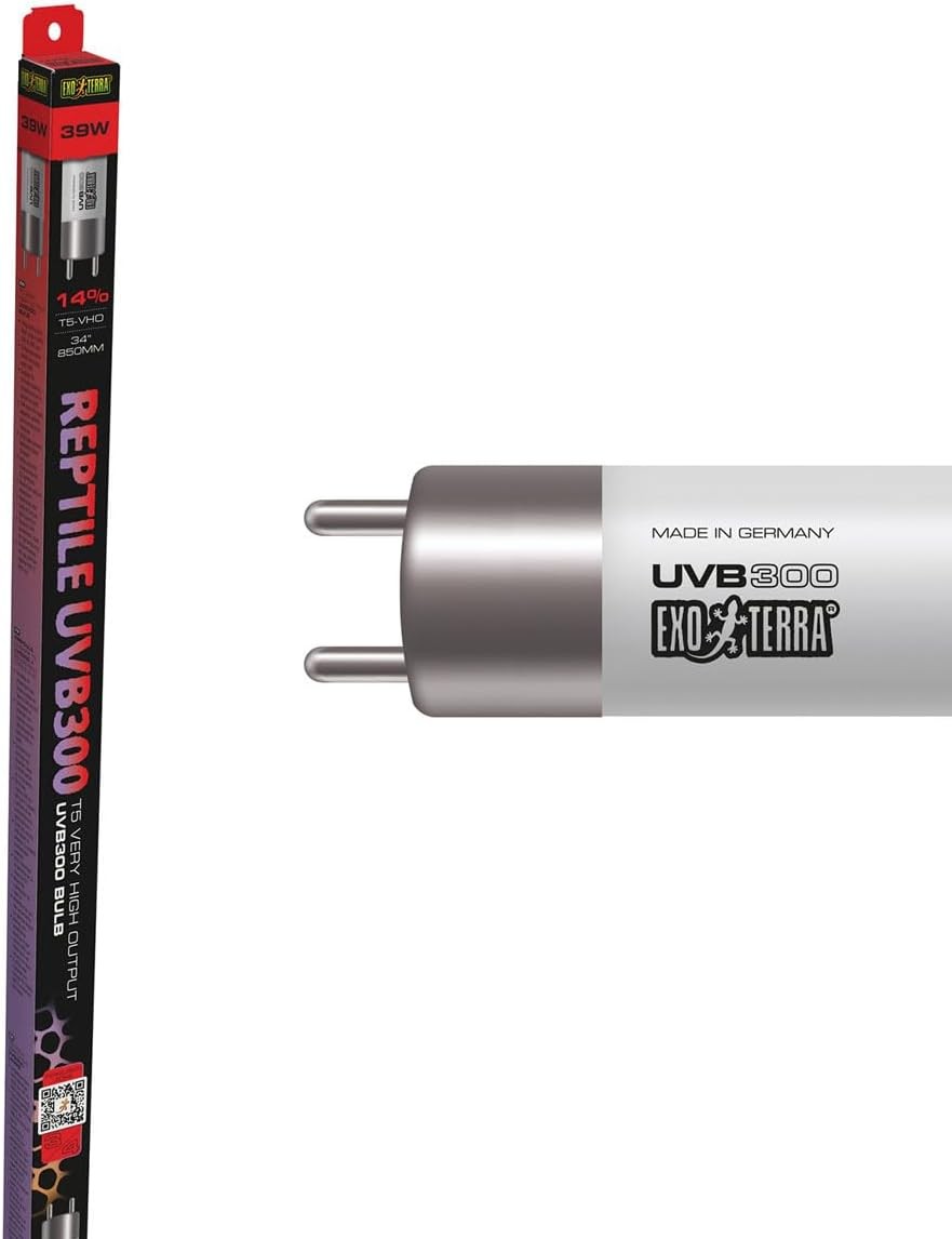 Exo Terra Reptile Strip Lamp T5 Bulb UVB300 39w 34"" High Level Basking Dragon