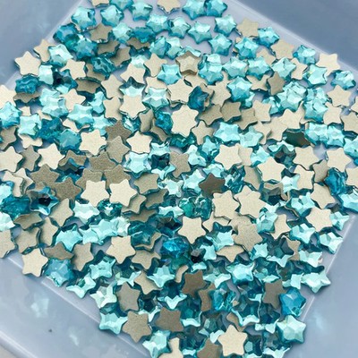 Glas Stern Steine 6mm Nail Art Strass Zubehör Handschrift dekorativ 100 Stück