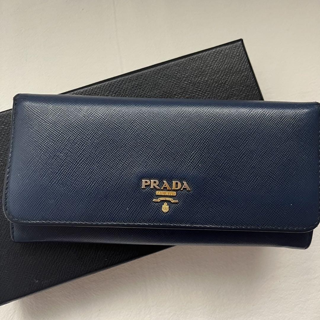 Prada Saffiano Bifold Wallet Deep Navy Leather Men's Classic