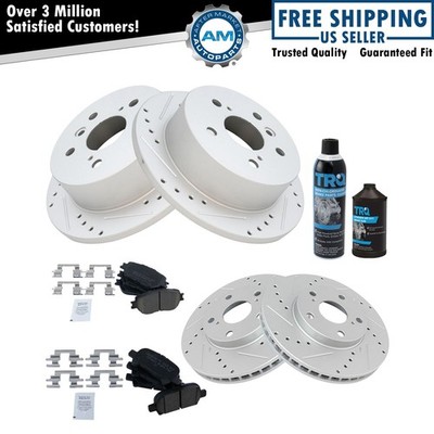 Performance Brake Rotor Ceramic Pad Front Rear Kit w/Chemicals