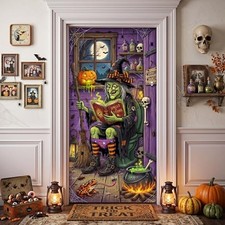 Giant Halloween Door Cover 71x35 Inch, Hangingront Door Banner with F