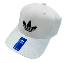 New Men's Adidas Trefoil Logo White Adjustable Snapback Hat Cap