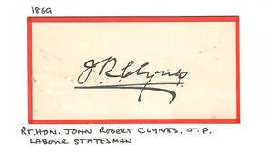 John Robert Clynes, British trade unionist, 1st Eng. Born Leader of Labour Party