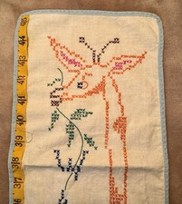 Vintage Children s Growth Chart Cross Stitch Wall Art Decor Giraffe Baby Nursery