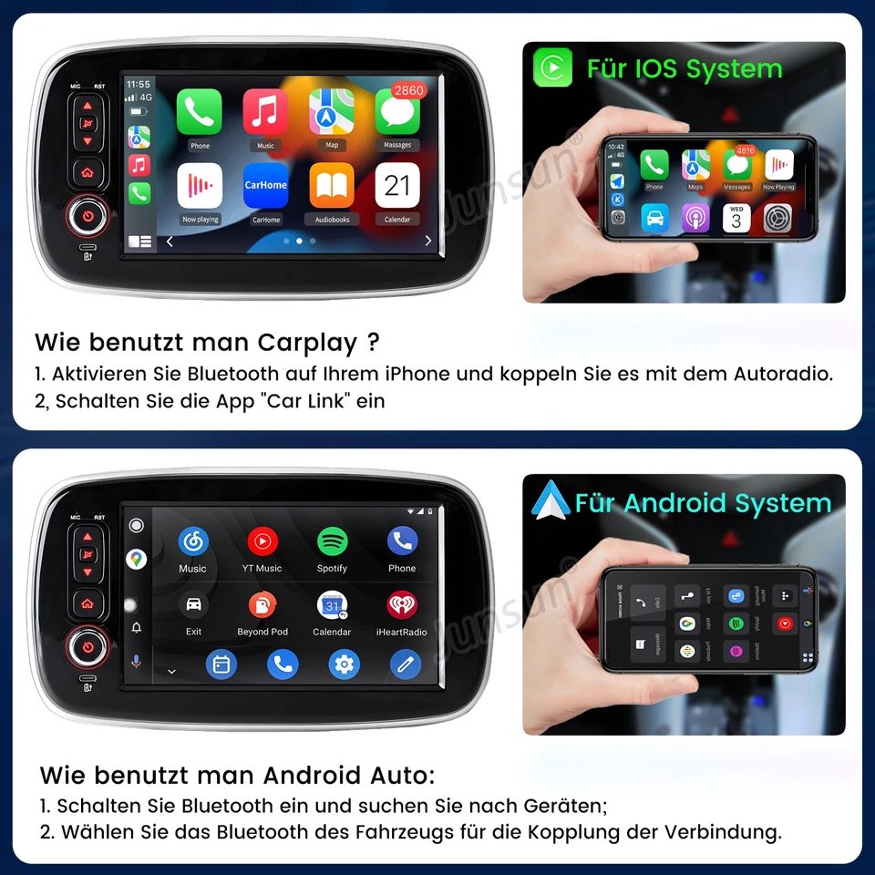 Für Mercedes Benz Smart Forfour Fortwo 453 Android Autoradio GPS BT Carplay - Bild 3 von 4