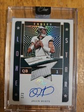 PaniniOne JALEN HURTS 4 Color Lone Star Patch On Card Auto 1/3 Number match