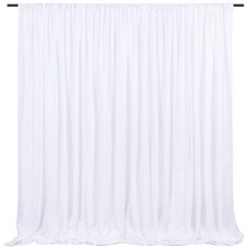 White Backdrop Curtains 2 Panels 5ft x 10ft Polyester Photo Backdrop Drapes f...