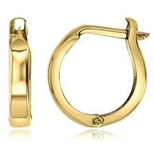 14K Gold Round Hinged Huggie Hoop Earrings 12mm