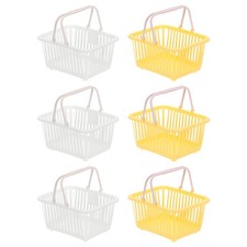 6PCS Mini Shopping Baskets with Handles Small Tiny Baskets, White Yellow