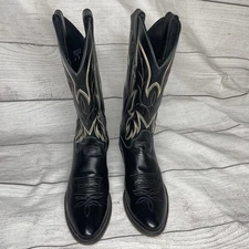 Justin Men’s 10D Royal Classic 1419 Black Leather Western Cowboy Boots