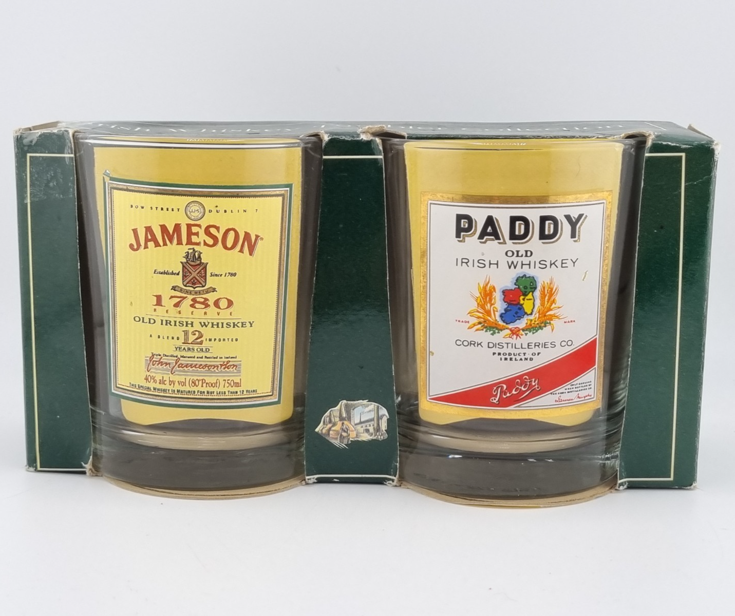 Irish Whiskey Tumblers Collection Jameson Paddy 2 Piece Shot Glass Set New Rare