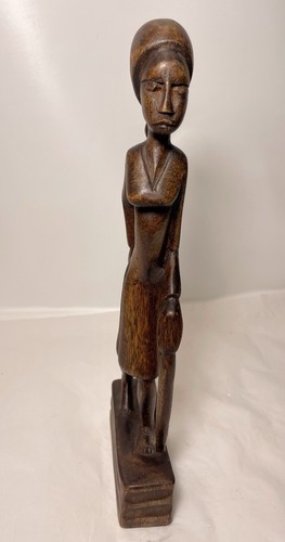 Vintage Tribal Hand Carved African Women With Walking Stick Figure - Picture 4 of 9