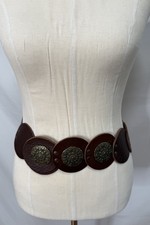 GARUGLIERI Italy Women's Belt L Boho Festival Brown Bronze Leather Hippie