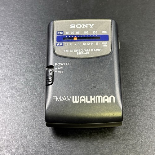 Sony SRF-49 Walkman AM/FM Pocket Radio Black Headphone Jack Belt Clip Tested