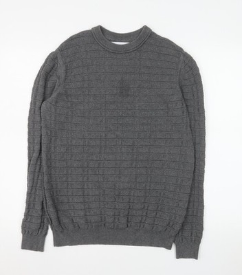 Nigel Hall Herren Pullover Grau Baumwolle Waffelstrick Rundhals M