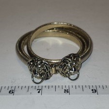 Vintage Style Gold Tone Snake Chain Belt Double Lion Head Clasp Wrap Waist Belt