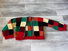 Handmade Crochet Patchwork Cardigan Sweater Bright Colors Women s Medium-Large