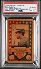 1983 Perma-Graphics Rod Carew Super Star Credit Cards Gold PSA 10 GEM MT HOF