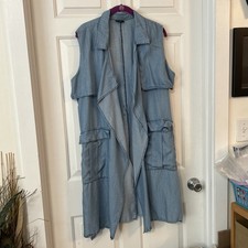 Mossimo Light Wash Denim Look Open Vest Duste...