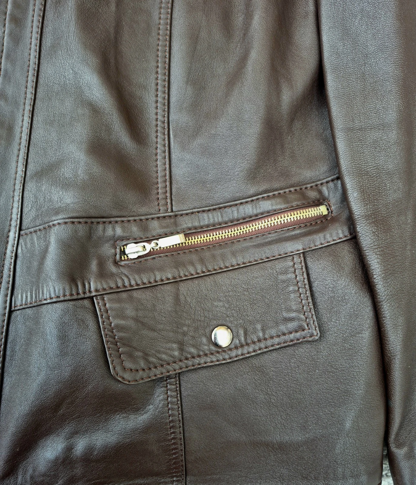 ​Womens Mens Unisex Genuine Brown Leather Vintage Jacket Jacket Size 56 image 7