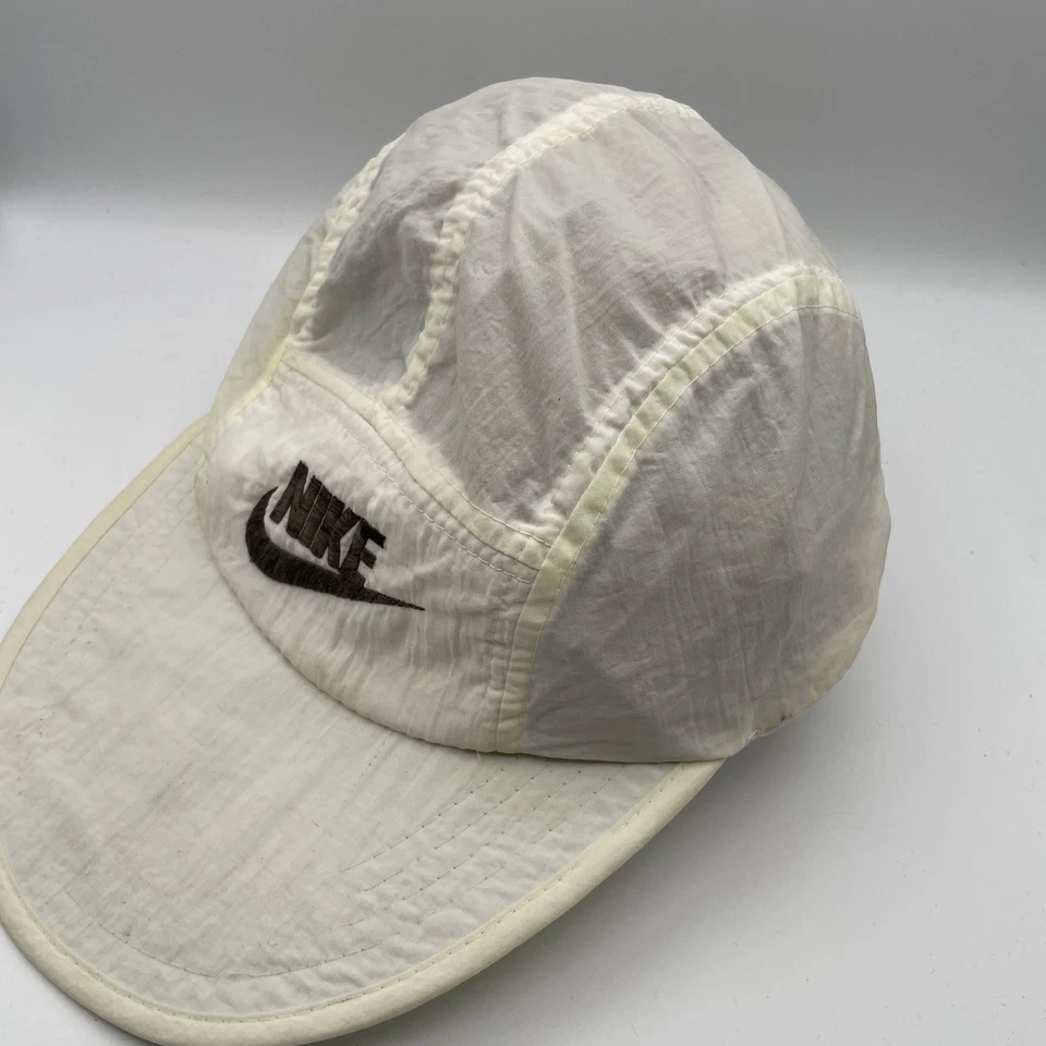 Vintage Nike Hat Cap White 5 Panel Nylon Running 80s Lightweight Trail Jogging - Image 2 of 4