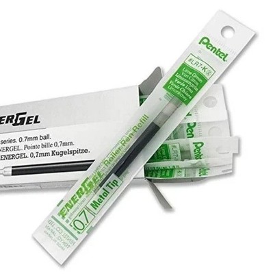 10 X Pentel LR7 Roller Refill for EnerGel Gel Pen 0.7mm Metal Tip Green  Color