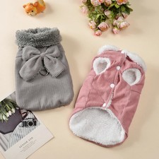 Autumn Winter Cat Bow Clothes For Small Medium Cats Warm Cat Costume With D-ring