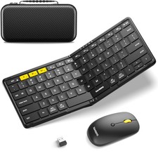 Foldable Keyboard and Mouse, KM08 Folding Bluetooth Keyboard Mouse Combo, 2.4...