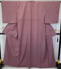 Japanese Vintage Kimono Polyester Purple Traditional Authentic Length 63 in