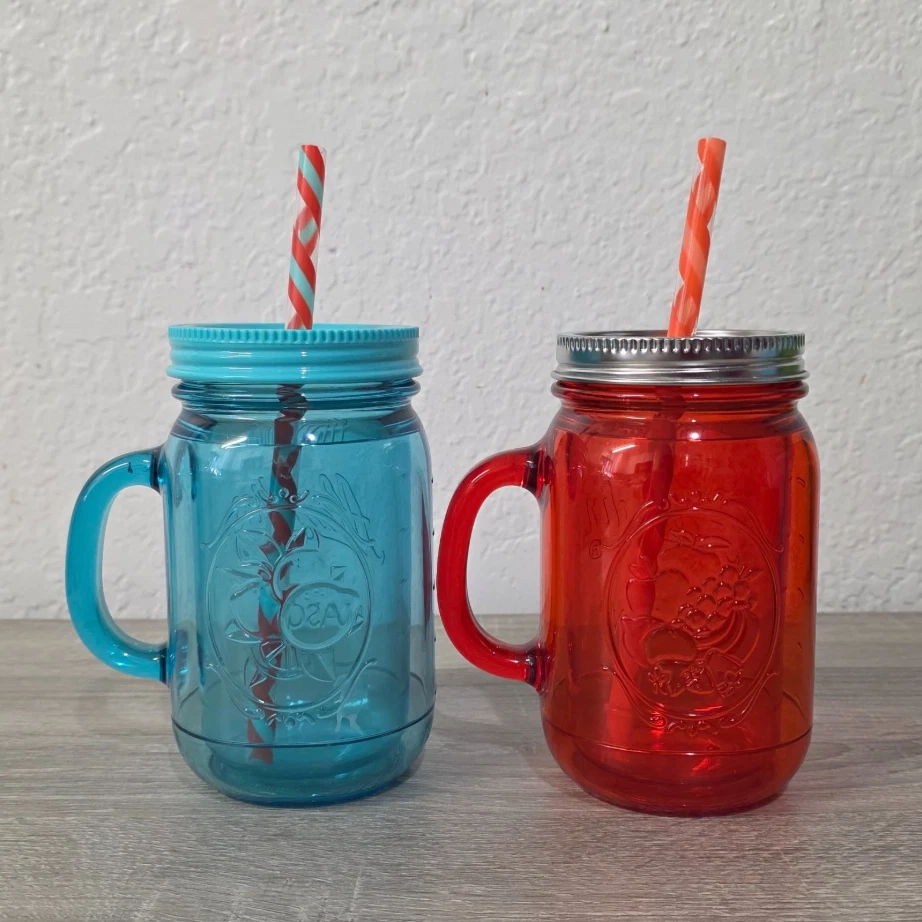 Aladdin 2-Set Insulated 20oz Clear Plastic Mason Jar Tumbler Travel Mug - Image 2 of 4