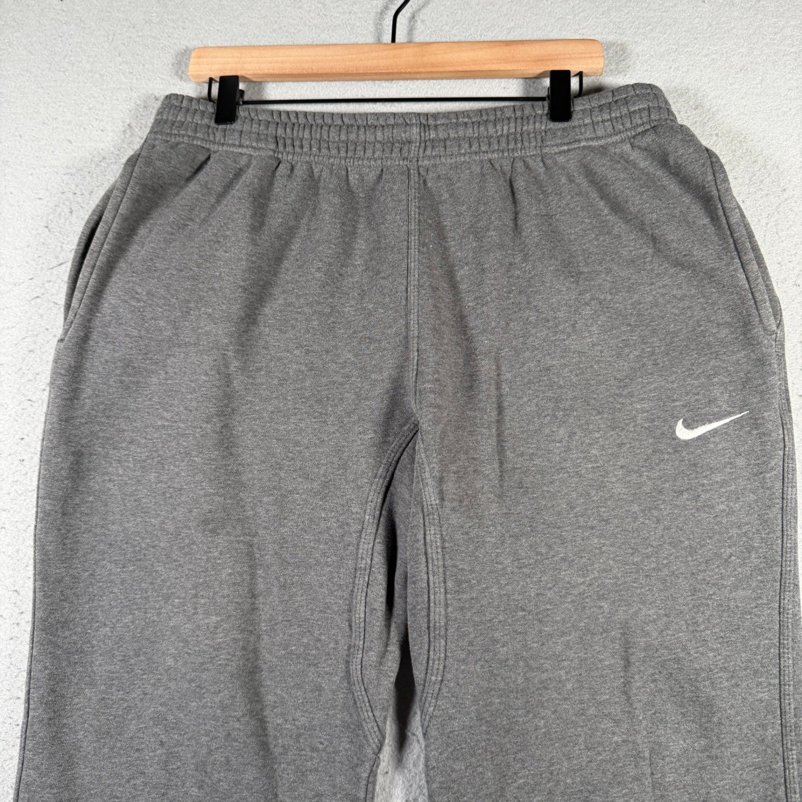 Nike Mens Gray Fleece Sweatpants Straight Leg Swoosh Logo Size Large 34x33 thumbnail 3