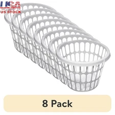 Round Plastic Laundry Basket Lightweight Ventilated Hamper W/ Carry Handles New
