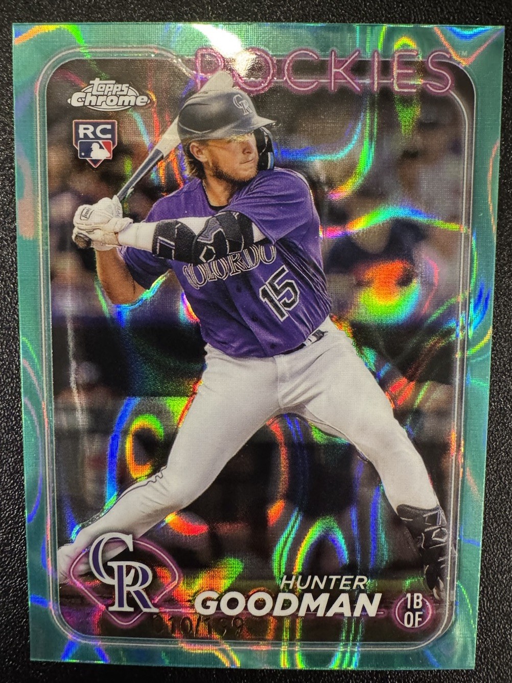 2024 Topps Chrome Hunter Goodman Aqua Lava Refractor (RC) /199 #99 Rockies