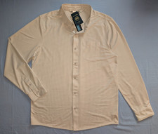 New Travis Mathews Shirt Ullman Golf Button Tan Gray Check NWT Men XL Prestige 7