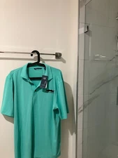 Cutter & Buck handlebar mustache stache strong polo golf Shirt men's Large NWT