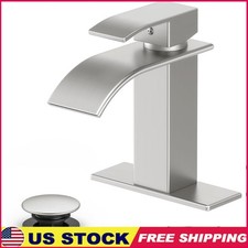 Single Handle Bathroom Faucet Quiet Waterfall Flow Stainless Steel Easy Install