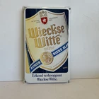 Wieckse Witte Bier Beer Sign Heavy Metal Vintage 1980s Rare Unique 13”x8” White