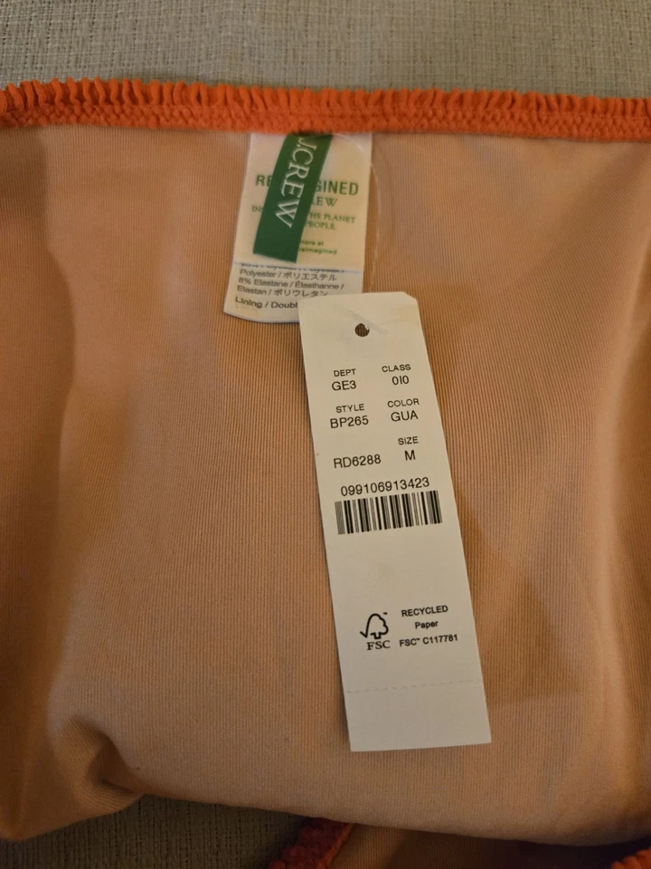 J Crew Bikini Bottom Womens Orange Size M  Textured Hipster Bottoms — 第 4/4 张图片
