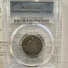 1877-S Seated Liberty Quarter PCGS Genuine VF Detail Silver With Motto