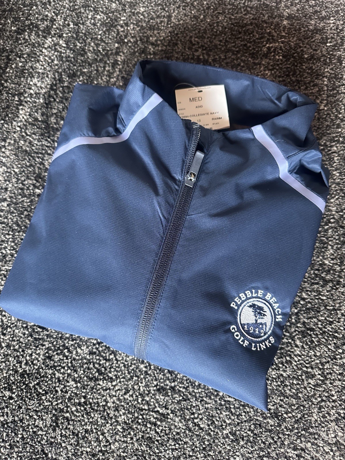 Pebble Beach Adidas Rain Jacket Medium Navy Blue