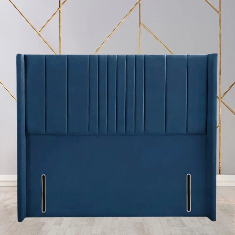 New 54" Floor Standing Winged Panel Headboard Plush Velvet Upholstered Double UK - Image 2 of 4