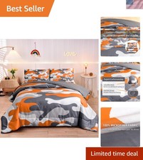 Fun Camouflage Bedding Set for Boys  Girls   Twin Comforter 3pcs Orange