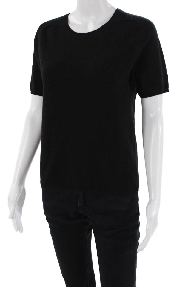 Suéter Sutton Studio Mujer Cachemira Cuello Redondo Tejido Manga Corta Negro Talla S Foto 2 de 4