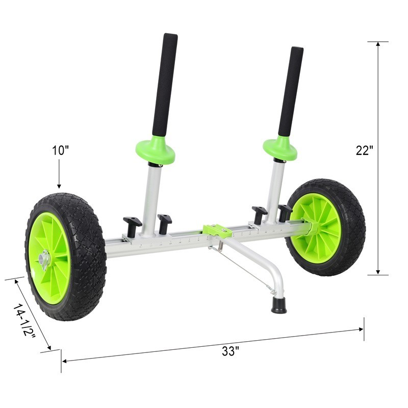Detachable Aluminum Sit on Top Kayak Cart Plug-in Kayak Dolly w/10'' PU wheels