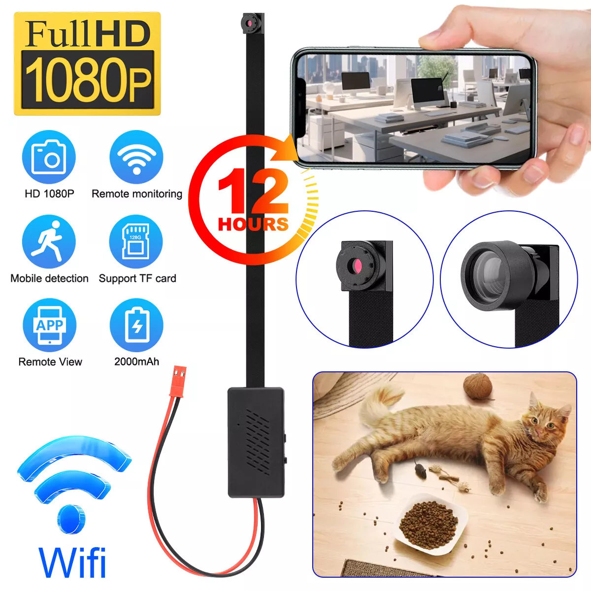 Mini Wireless WiFi IP 4K/1080P HD Security Camera with Motion Detection for DIY Home Monitoring