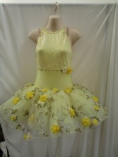 Yellow White Rose Flower Ballet Dance Costume Tutu Dress Medium Adult MA