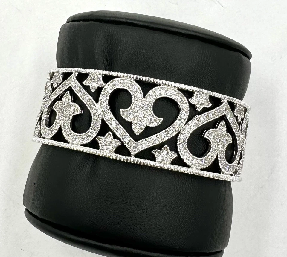 Brazalete ESPO de plata esterlina circonita cúbica corazones calados Joseph Esposito nuevo sin etiquetas Foto 3 de 4